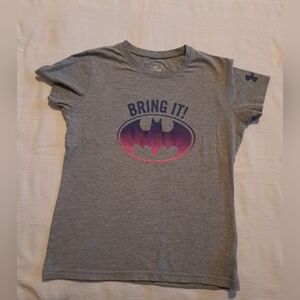 Under Armour girls XS gray Batman short sleeve shirt VGUC